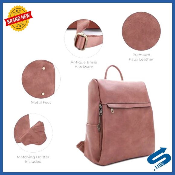 Concealed Carry Backpack Purse with Lock, Premium Faux Leather, Spacious main image 4